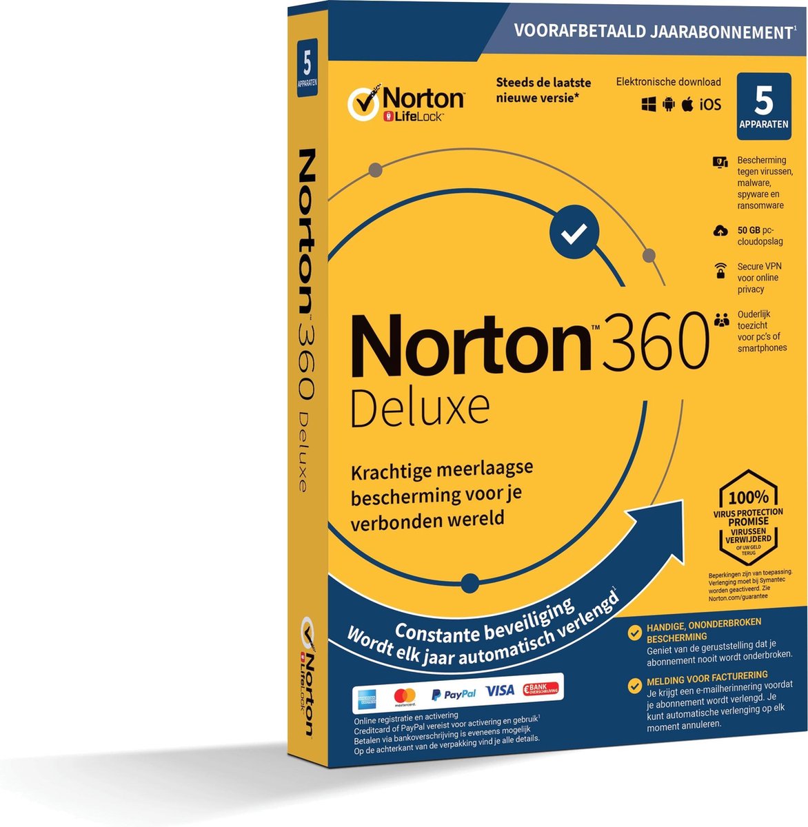 Norton 360 Deluxe voor 5 apparaten 1 jaar zonder abonnement